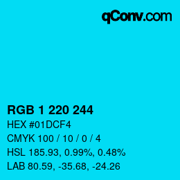Color code: RGB 1 220 244 | qconv.com