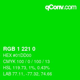 Color code: RGB 1 221 0 | qconv.com