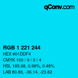颜色代码: RGB 1 221 244 | qconv.com
