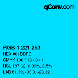 カラーコード: RGB 1 221 253 | qconv.com
