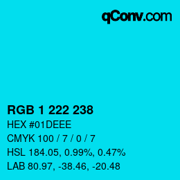 Color code: RGB 1 222 238 | qconv.com