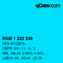 Color code: RGB 1 222 249 | qconv.com