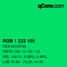 Code couleur: RGB 1 223 105 | qconv.com
