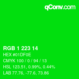 Color code: RGB 1 223 14 | qconv.com