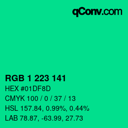 カラーコード: RGB 1 223 141 | qconv.com