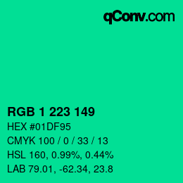 カラーコード: RGB 1 223 149 | qconv.com