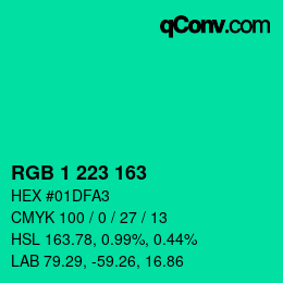 Color code: RGB 1 223 163 | qconv.com