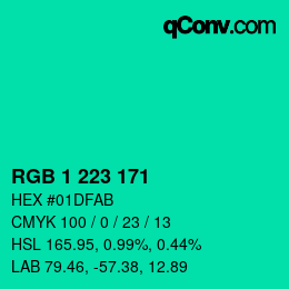 Color code: RGB 1 223 171 | qconv.com