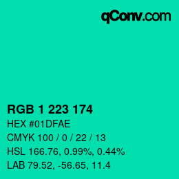 Color code: RGB 1 223 174 | qconv.com