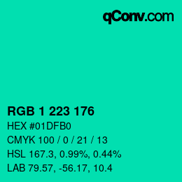 カラーコード: RGB 1 223 176 | qconv.com