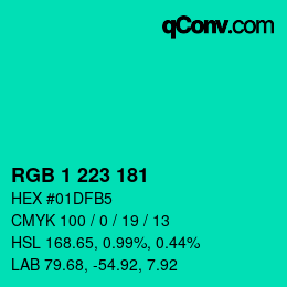 カラーコード: RGB 1 223 181 | qconv.com