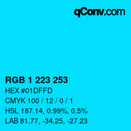 Color code: RGB 1 223 253 | qconv.com
