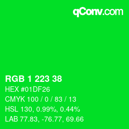 Color code: RGB 1 223 38 | qconv.com