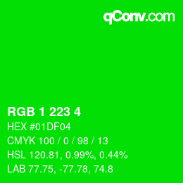 Color code: RGB 1 223 4 | qconv.com