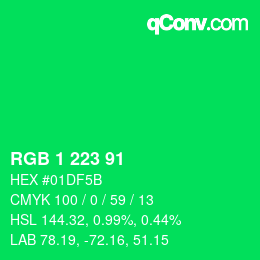 Color code: RGB 1 223 91 | qconv.com