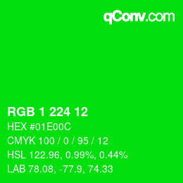Color code: RGB 1 224 12 | qconv.com