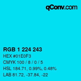 Color code: RGB 1 224 243 | qconv.com