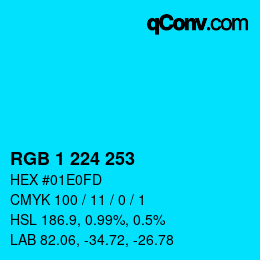 Color code: RGB 1 224 253 | qconv.com