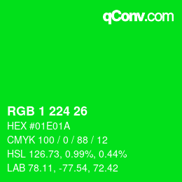 Color code: RGB 1 224 26 | qconv.com