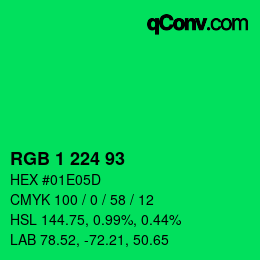 Color code: RGB 1 224 93 | qconv.com