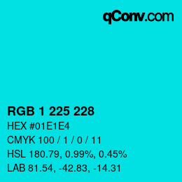 カラーコード: RGB 1 225 228 | qconv.com