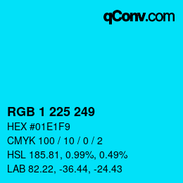 Color code: RGB 1 225 249 | qconv.com