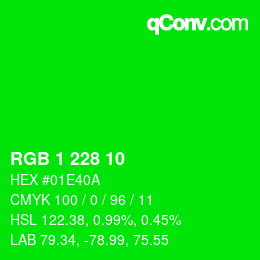 Color code: RGB 1 228 10 | qconv.com