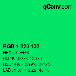 Color code: RGB 1 228 102 | qconv.com