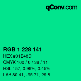 カラーコード: RGB 1 228 141 | qconv.com