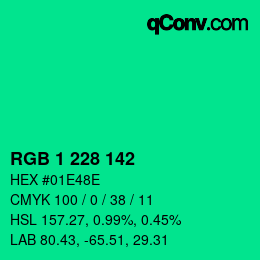 Color code: RGB 1 228 142 | qconv.com