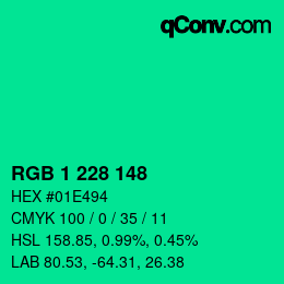 Código de color: RGB 1 228 148 | qconv.com