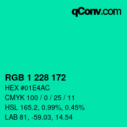 カラーコード: RGB 1 228 172 | qconv.com