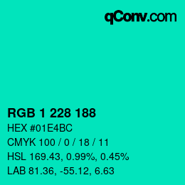 カラーコード: RGB 1 228 188 | qconv.com