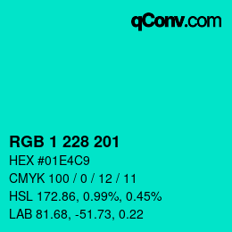 Color code: RGB 1 228 201 | qconv.com