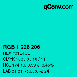Color code: RGB 1 228 206 | qconv.com