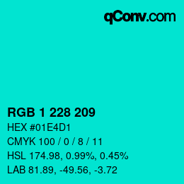 Color code: RGB 1 228 209 | qconv.com