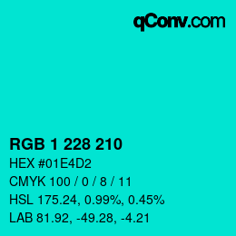 Color code: RGB 1 228 210 | qconv.com