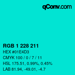 Color code: RGB 1 228 211 | qconv.com