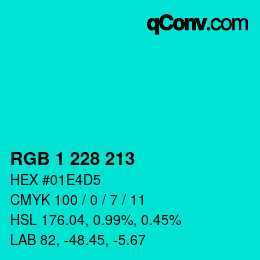 カラーコード: RGB 1 228 213 | qconv.com