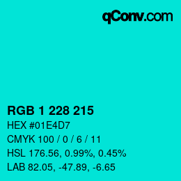 Color code: RGB 1 228 215 | qconv.com