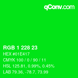 Color code: RGB 1 228 23 | qconv.com