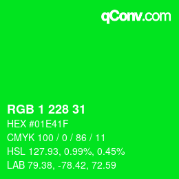Color code: RGB 1 228 31 | qconv.com
