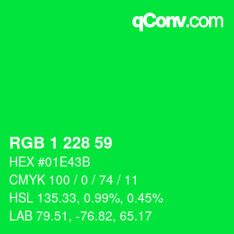 Color code: RGB 1 228 59 | qconv.com