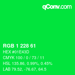 Color code: RGB 1 228 61 | qconv.com