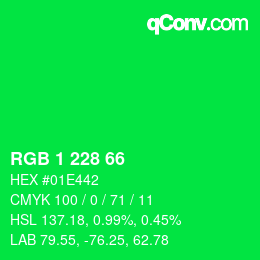 カラーコード: RGB 1 228 66 | qconv.com