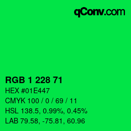 Color code: RGB 1 228 71 | qconv.com
