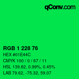 Color code: RGB 1 228 76 | qconv.com