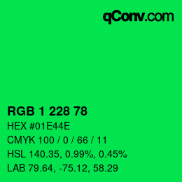 Color code: RGB 1 228 78 | qconv.com