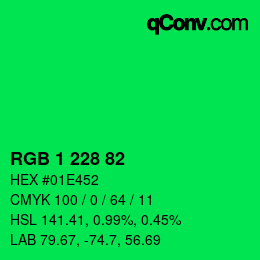 Color code: RGB 1 228 82 | qconv.com