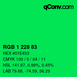 Color code: RGB 1 228 83 | qconv.com